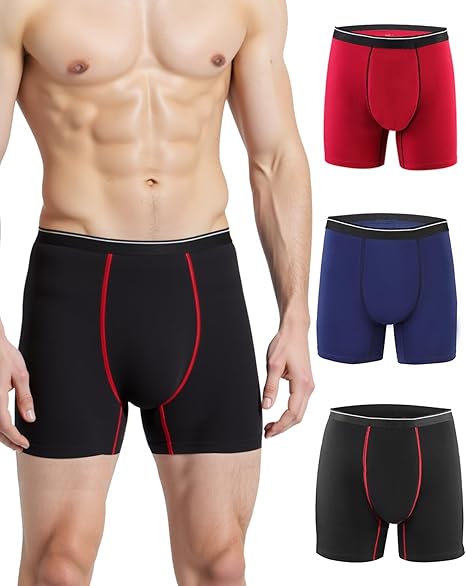 Akvsops Incontinence Underwear for Men, 130ml Absorbency Men's Incontinence Underwear Leak Proof Washable Reusable Cotton Boxer Briefs, Male Adult Bladder Control Protective Underwear 3 Pack