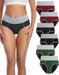 Akvsops Leakproof Incontinence Underwear for Women, Washable Reusable Cotton Briefs with Heavy Absorbency 50¨C200ml, Bladder Control Panties for Postpartum, Menopause (Multi Color 6pcs, Large)
