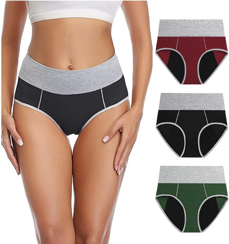 Akvsops Leakproof Incontinence Underwear for Women£¬3 Pack£¬Classical (Maroon/Black/Green, Large)