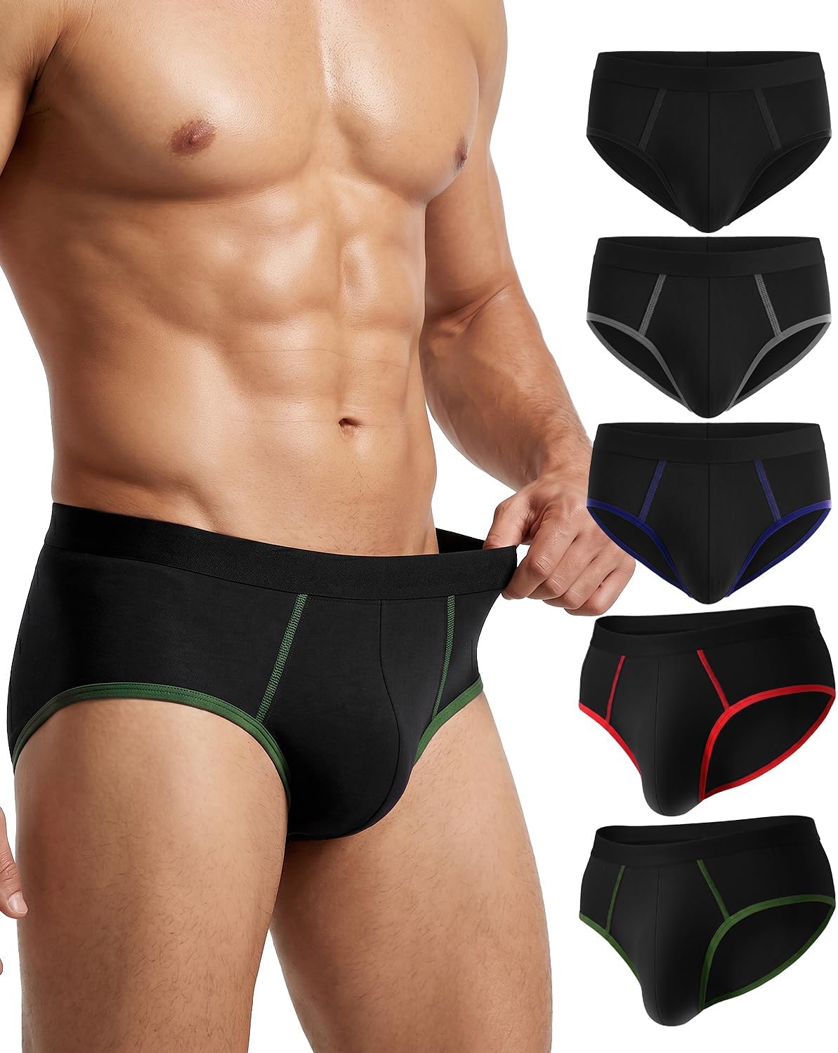 Akvsops Incontinence Underwear for Men, 130ml Absorbency Men's Incontinence Underwear Leak Proof Washable Reusable Cotton Boxer Briefs, Male Adult Bladder Control Protective Underwear 3 Pack